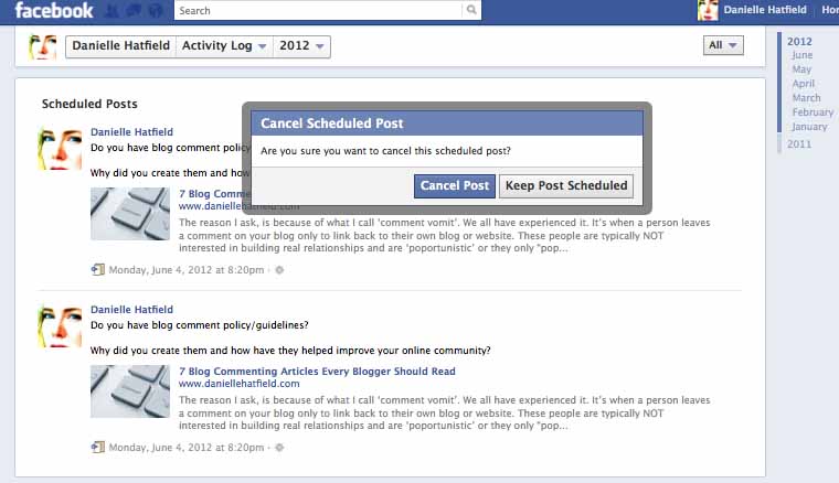 ho to cancel a facebook scheduled post