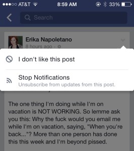 How to turn off notifications to subscribed updates on Facebook