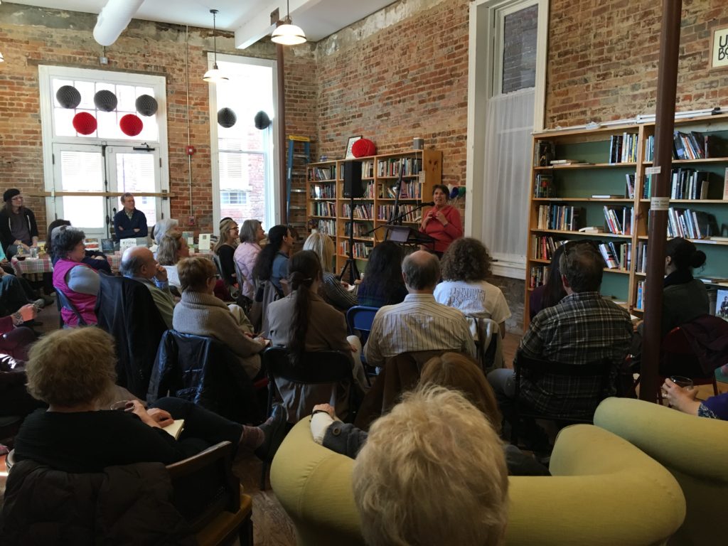 Author Natalie Goldberg reading at Scuppernong Books in Greensboro NC