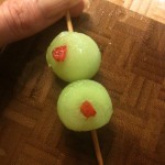 Danielle Hatfield's Honeydew Melon and Strawberry "olives"