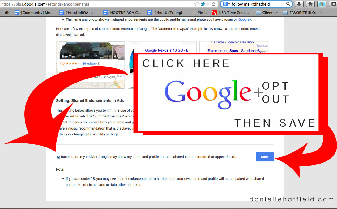 How to opt out of Google Plus Shared Endorsements